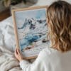 05 - Woman Holding Framed Gates of the Arctic National Park Watercolor Wall Art - Portrait.jpg