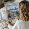 05 - Woman Holding Framed Kings Canyon National Park Watercolor Wall Art - Portrait.jpg