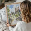05 - Woman Holding Framed Pinnacles National Park California Watercolor Wall Art - Portrait.jpg