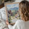 05 - Woman Holding Framed Pinnacles National Park Watercolor Wall Art - Portrait.jpg