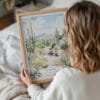 05 - Woman Holding Framed Saguaro National Park Watercolor Wall Art - Portrait.jpg