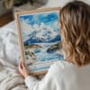 05 - Woman Holding Framed Wrangell-St. Elias National Park Watercolor Wall Art - Portrait.jpg
