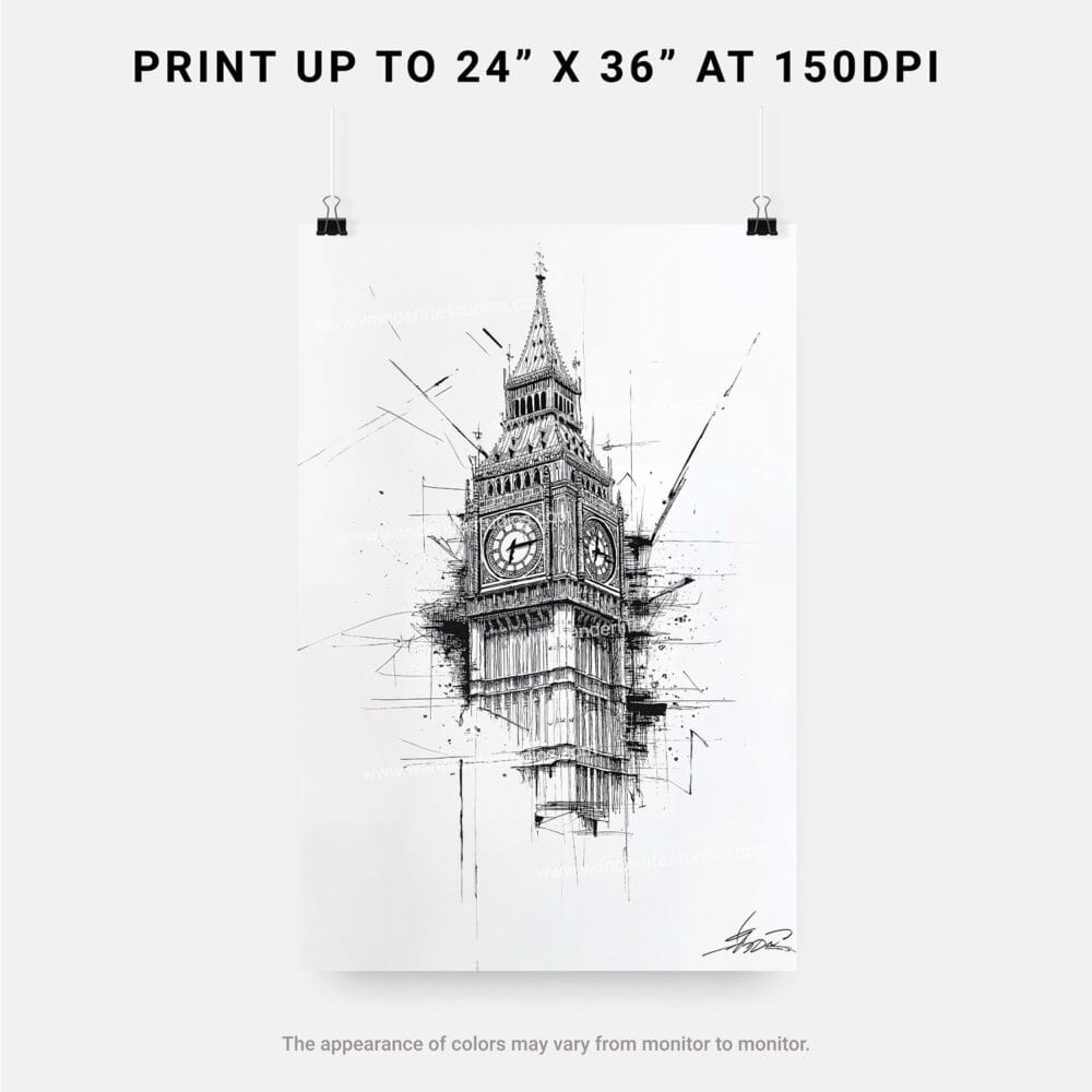 06 - Big Ben Clock Tower Pencil Drawing Art - Digital Downloads - Print Size.jpg 06 - Big Ben Clock Tower Pencil Drawing Art - Digital Downloads - Print Size.jpg
