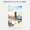 06 - Brisbane Skyline Watercolor Art - Digital Downloads - Print Size.jpg