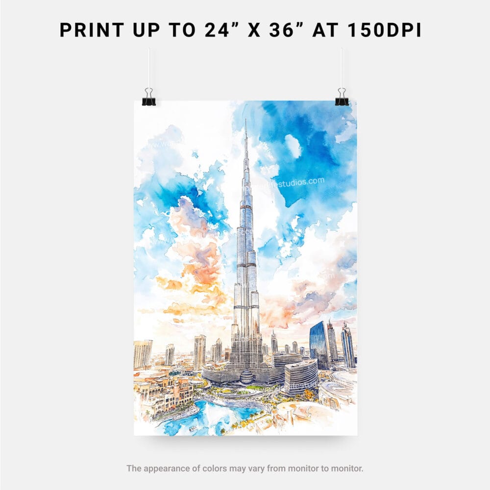 06 - Burj Khalifa Dubai Watercolor Art - Digital Downloads - Print Size.jpg 06 - Burj Khalifa Dubai Watercolor Art - Digital Downloads - Print Size.jpg