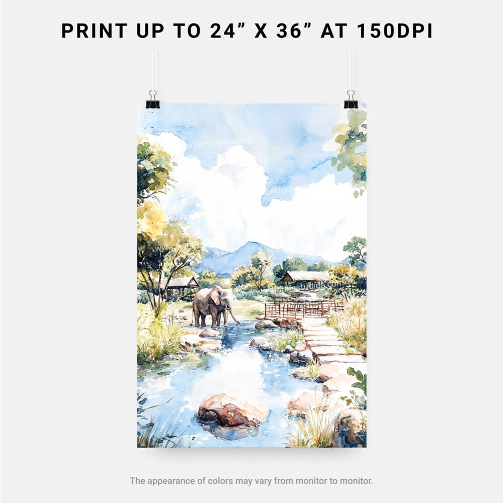 06 - Chaing Mai Elephant Sanctuary Watercolor Art - Digital Downloads - Print Size.jpg 06 - Chaing Mai Elephant Sanctuary Watercolor Art - Digital Downloads - Print Size.jpg