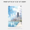 06 - Chicago Skyline Watercolor Art - Digital Downloads - Print Size.jpg
