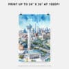 06 - Dallas Texas Skyline Watercolor Art - Digital Downloads - Print Size.jpg