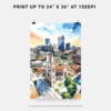 06 - Denver Colorado Skyline Watercolor Art - Digital Downloads - Print Size.jpg