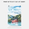 06 - Hakone with Mount Fuji Watercolor Art - Digital Downloads - Print Size.jpg