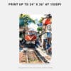 06 - Hanoi Train Street Vietnam Watercolor Art - Digital Downloads - Print Size.jpg
