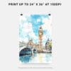 06 - London Big Ben Watercolor Art - Digital Downloads - Print Size.jpg