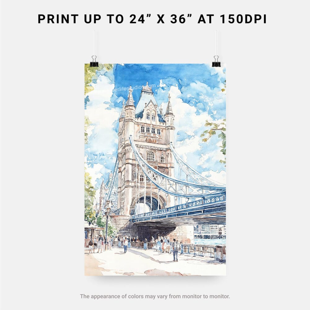 06 - London Tower Bridge Watercolor Art - Digital Downloads - Print Size.jpg 06 - London Tower Bridge Watercolor Art - Digital Downloads - Print Size.jpg