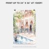 06 - Marrakesh Morroco Backyard Watercolor Art - Digital Downloads - Print Size.jpg