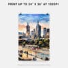 06 - Melbourne Skyline Watercolor Art - Digital Downloads - Print Size.jpg