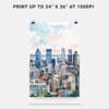 06 - Montreal Skyline Watercolor Art - Digital Downloads - Print Size.jpg