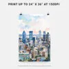 06 - Montreal Skyline Watercolor Art - Digital Downloads - Print Size.jpg