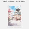 06 - Osaka Castle Japan Watercolor Art - Digital Downloads - Print Size.jpg
