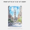 06 - Philadelphia City Hall Watercolor Art - Digital Downloads - Print Size.jpg