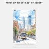 06 - Philadelphia Downtown Watercolor Art - Digital Downloads - Print Size.jpg