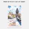 06 - Prague Charles Bridge Watch TowerWatercolor Art - Digital Downloads - Print Size.jpg