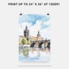 06 - Prague Charles Bridge Watercolor Art - Digital Downloads - Print Size.jpg