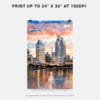 06 - San Diego Skyline Watercolor Art - Digital Downloads - Print Size.jpg