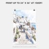 06 - Santorini Blue Dome Watercolor Art - Digital Downloads - Print Size.jpg