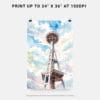 06 - Seattle Space Needle Watercolor Art - Digital Downloads - Print Size.jpg