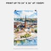 06 - Stockholm Skyline Watercolor Art - Digital Downloads - Print Size.jpg