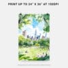 06 - Summer in New York Central Park Watercolor Art - Digital Downloads - Print Size.jpg