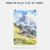 06 - Swiss Alps Watercolor Art - Digital Downloads - Print Size.jpg