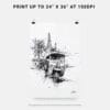 06 - Thailand - Tuk Tuk 2 Pencil Drawing Art - Digital Downloads - Print Size.jpg
