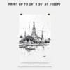 06 - Wat arun 1 Pencil Drawing Art - Digital Downloads - Print Size.jpg