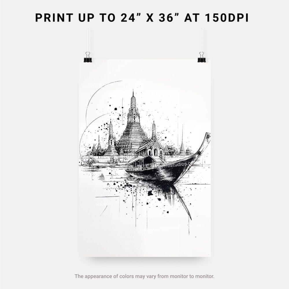 06 - Wat arun with boat Pencil Drawing Art - Digital Downloads - Print Size.jpg 06 - Wat arun with boat Pencil Drawing Art - Digital Downloads - Print Size.jpg