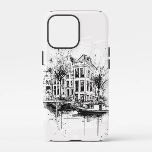 00 - Amsterdam - Pencil Drawing Art Phone Case - Main.jpg