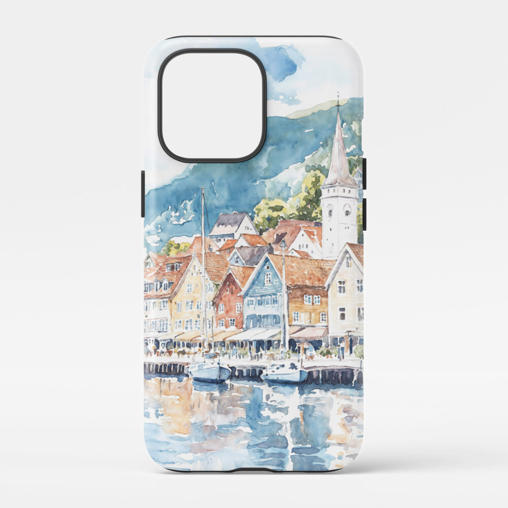 00 - Bergen Norway Watercolor Art Phone Case - Main.jpg