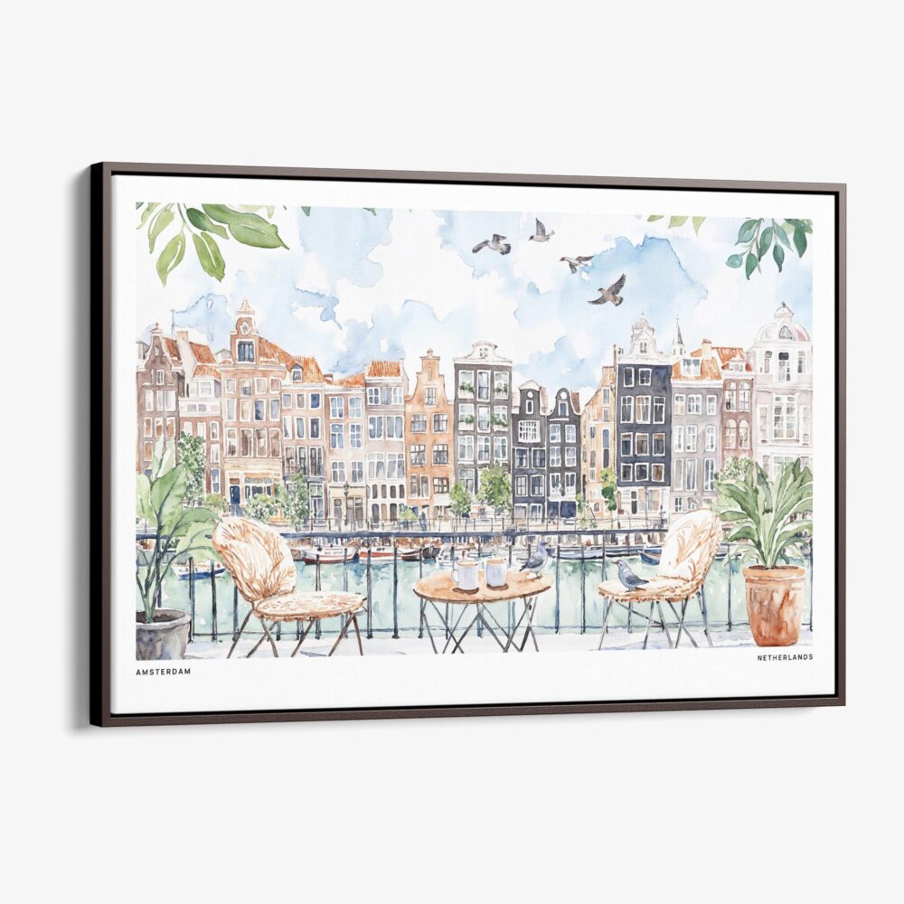 00 - Framed A Morning in Amsterdam Watercolor Art - Horizontal Canvas Print - Main.jpg 00 - Framed A Morning in Amsterdam Watercolor Art - Horizontal Canvas Print - Main.jpg