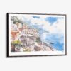 00 - Framed Amalfi Coast Watercolor Art - Horizontal Canvas Print - Main.jpg