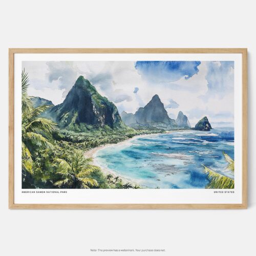 00 - Framed American Samoa National Park Watercolor - Horizontal Art Print - Main.jpg