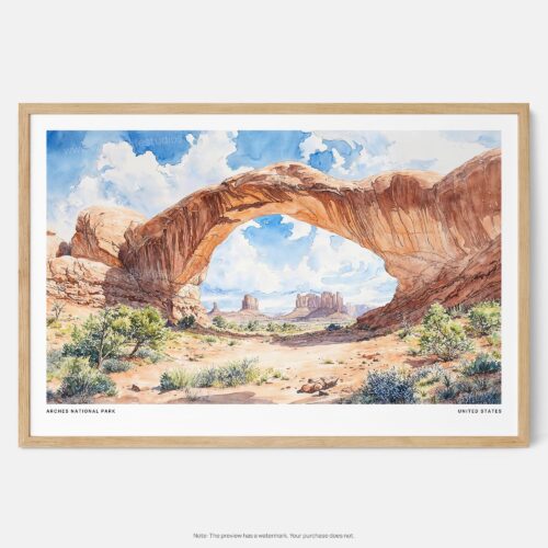 00 - Framed Arches National Park Watercolor - Horizontal Art Print - Main.jpg