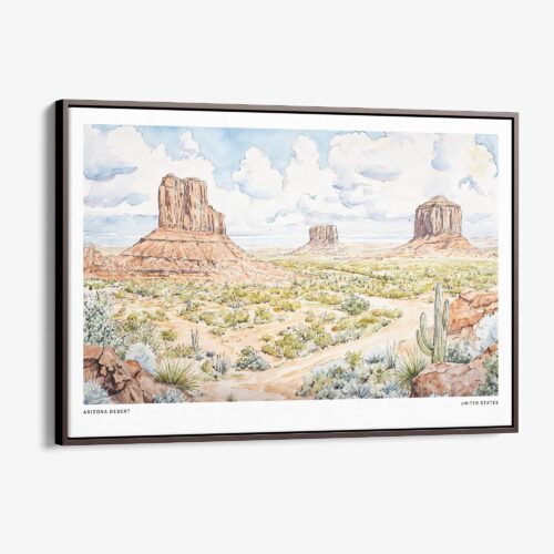 00 - Framed Arizona Desert Watercolor - Horizontal Canvas Print - Main.jpg