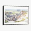 00 - Framed Badlands National Park Watercolor - Horizontal Canvas Print - Main.jpg