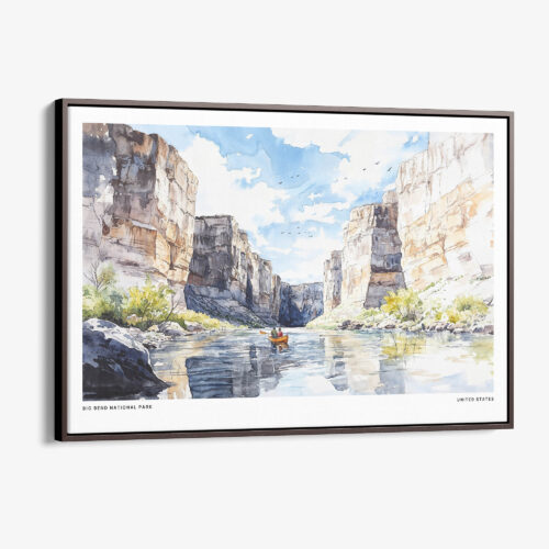 00 - Framed Big Bend National Park Watercolor - Horizontal Canvas Print - Main.jpg