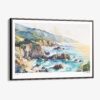 00 - Framed Big Sur Watercolor - Horizontal Canvas Print - Main.jpg