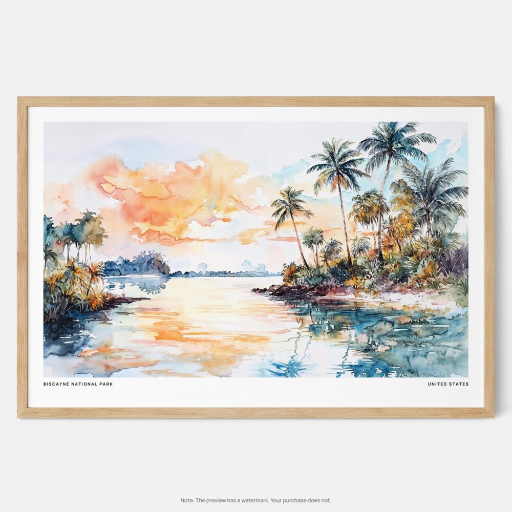 00 - Framed Biscayne National Park Watercolor - Horizontal Art Print - Main.jpg