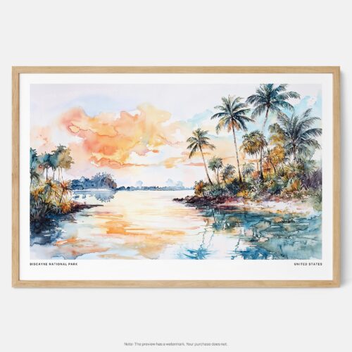 00 - Framed Biscayne National Park Watercolor - Horizontal Art Print - Main.jpg