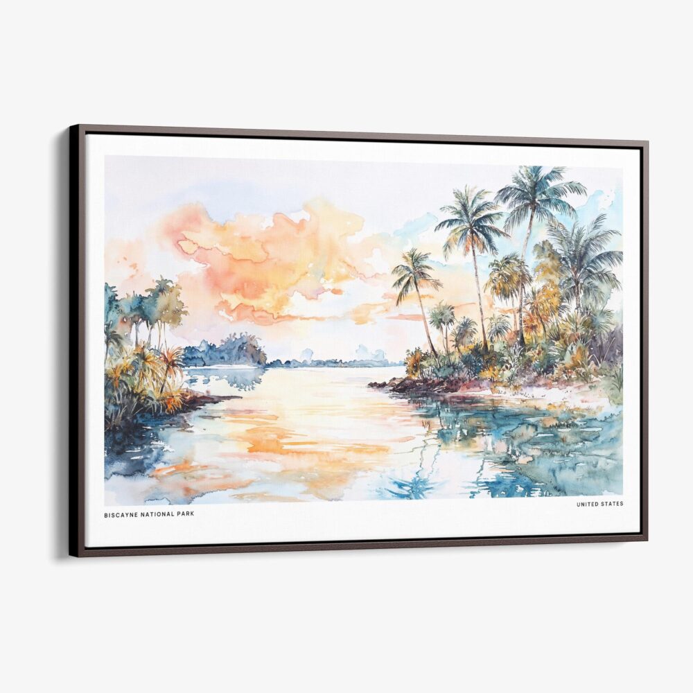 00 - Framed Biscayne National Park Watercolor - Horizontal Canvas Print - Main.jpg