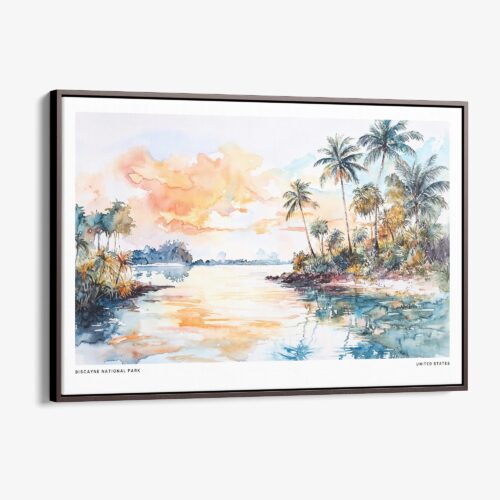 00 - Framed Biscayne National Park Watercolor - Horizontal Canvas Print - Main.jpg