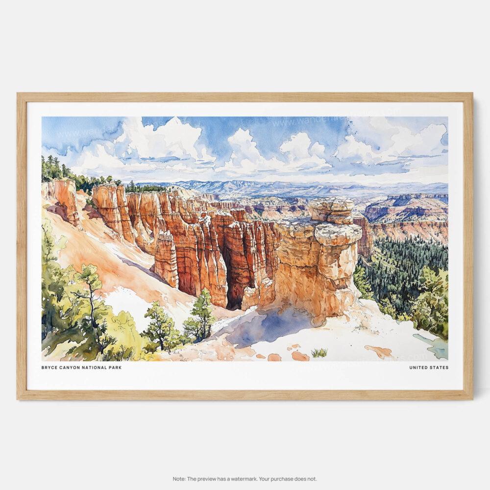00 - Framed Bryce Canyon National Park Watercolor - Horizontal Art Print - Main.jpg